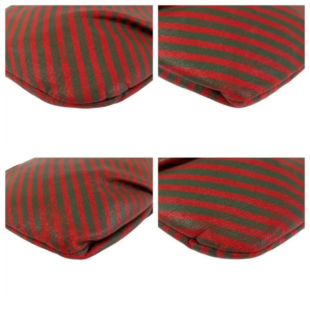 Gucci Vintage Red Green Brown Leather Pouch Makeup - Picture 3 of 9